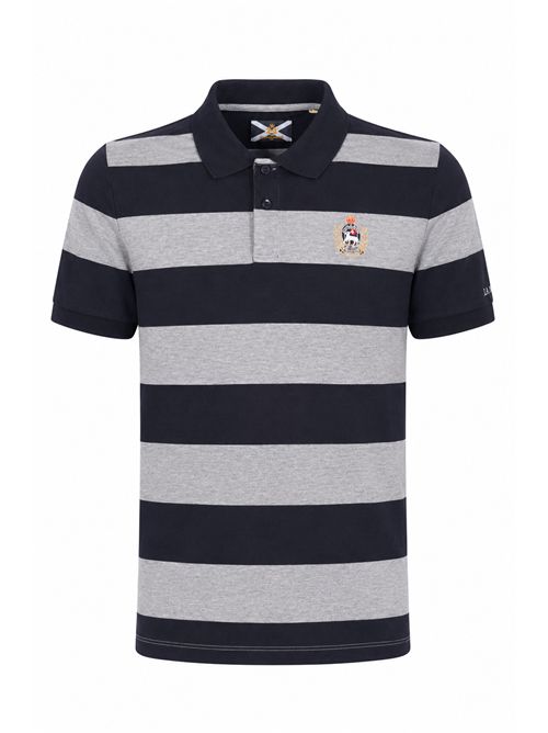 Polo Cordero in misto cotone a righe Blu Grigio JOHNNY LAMBS | CORDERO790